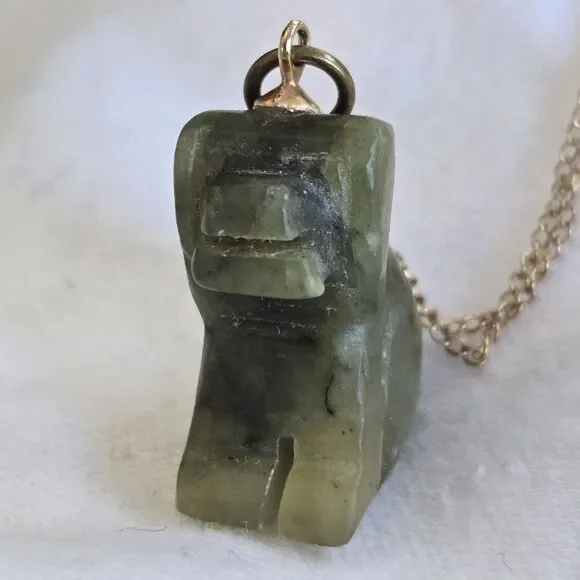 Vintage Carved Nephrite Jade Animal Pendant Necklace 1/20 12K Gold Filled Chain - Picture 3 of 16